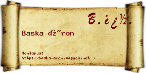 Baska Áron névjegykártya